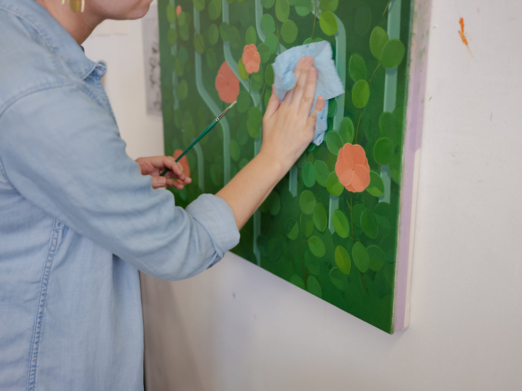 Painting by Lucía Rodríguez Pérez titled "Untitled (green veil)" - 6.