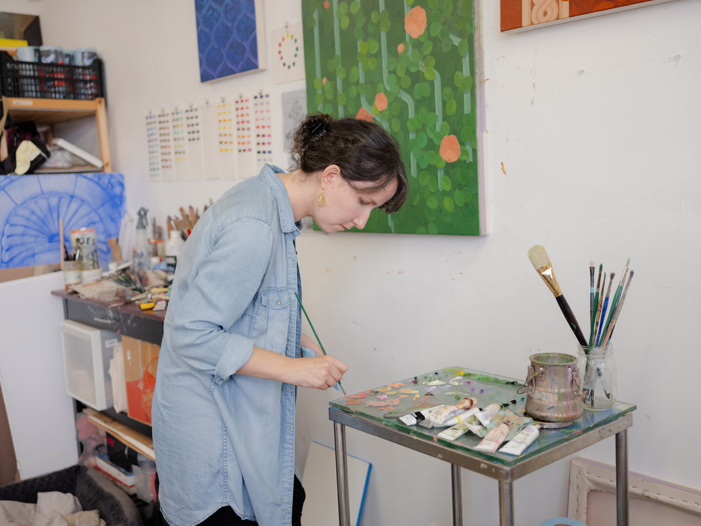 Painting by Lucía Rodríguez Pérez titled "Untitled (green veil)" - 7.