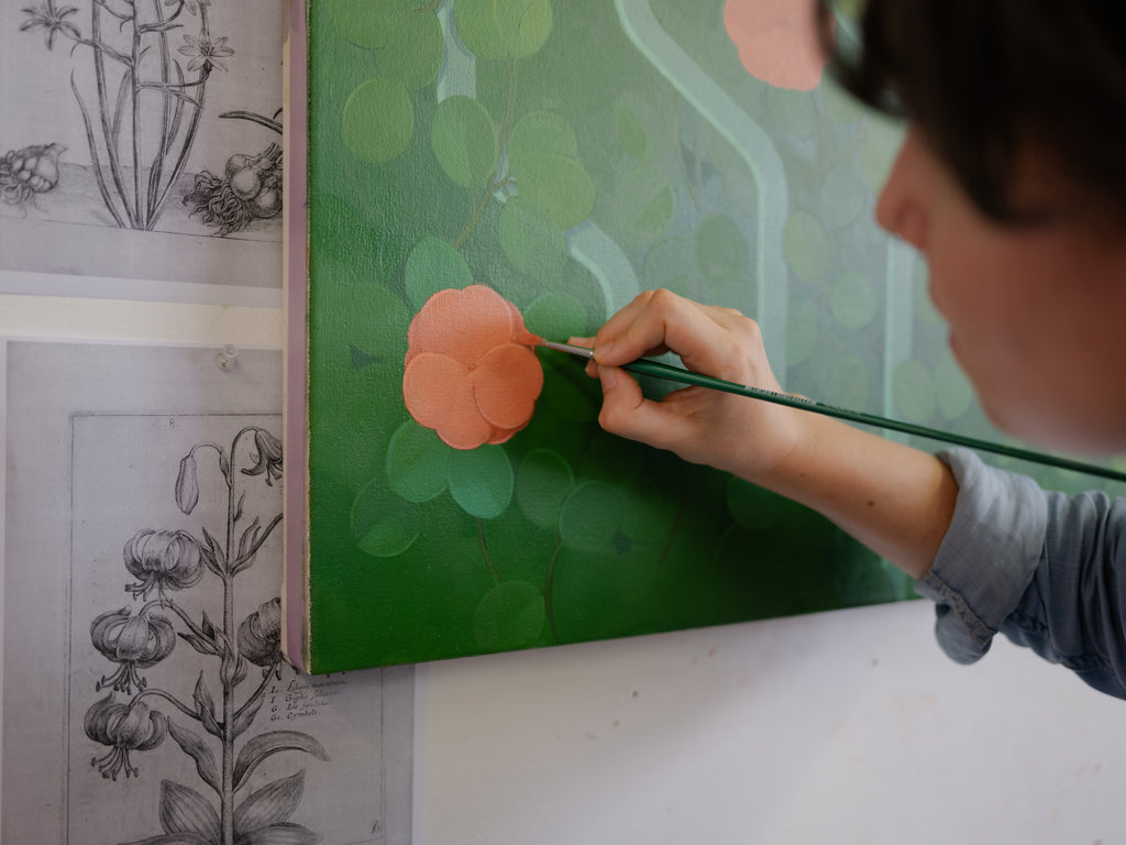 Painting by Lucía Rodríguez Pérez titled "Untitled (green veil)" - 8.