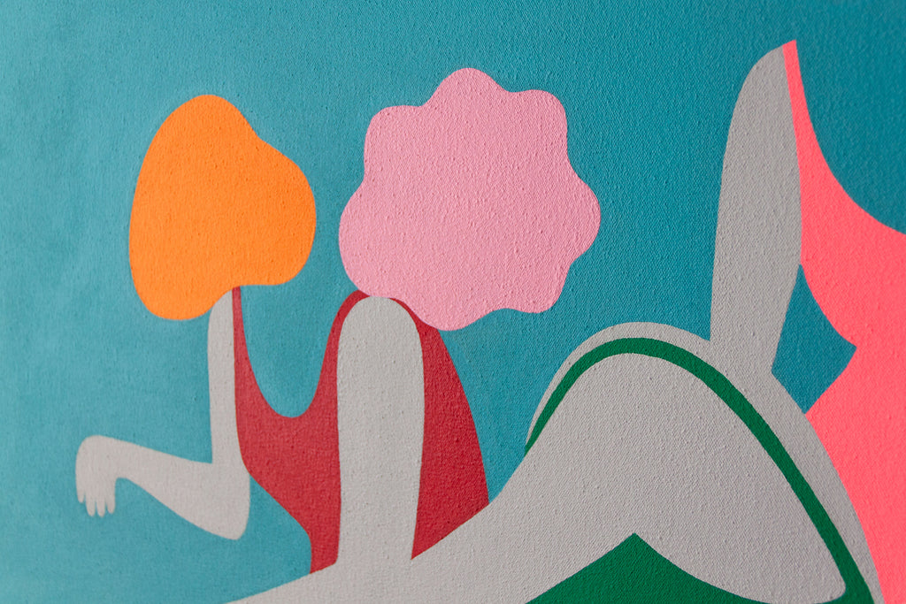 Painting by Dana Bell titled "Four On Beach" - 5.