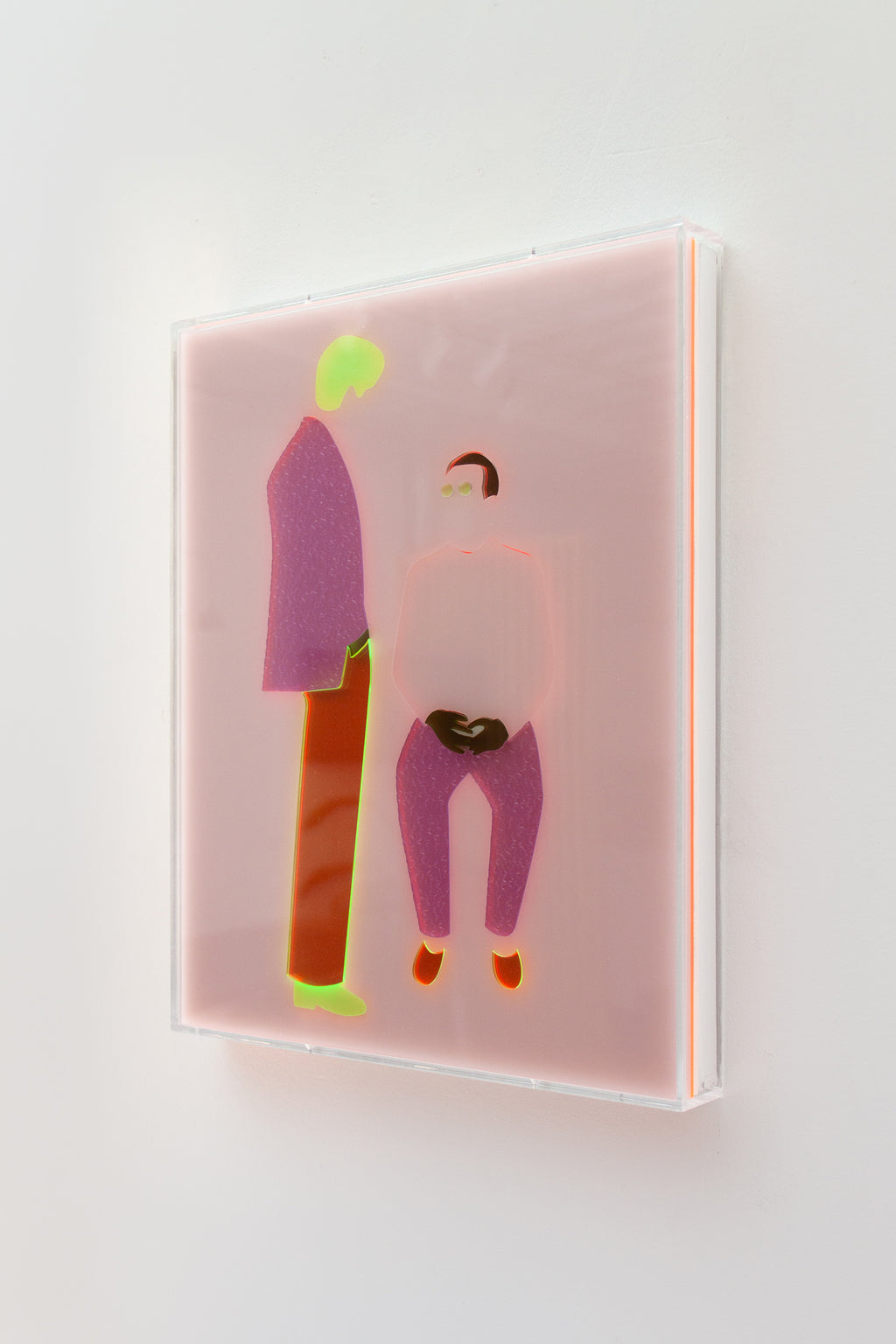 Mixed Media by Dana Bell titled "Two Talk One Stands One Sits (Pink, Orange and Yellow)" - 6.