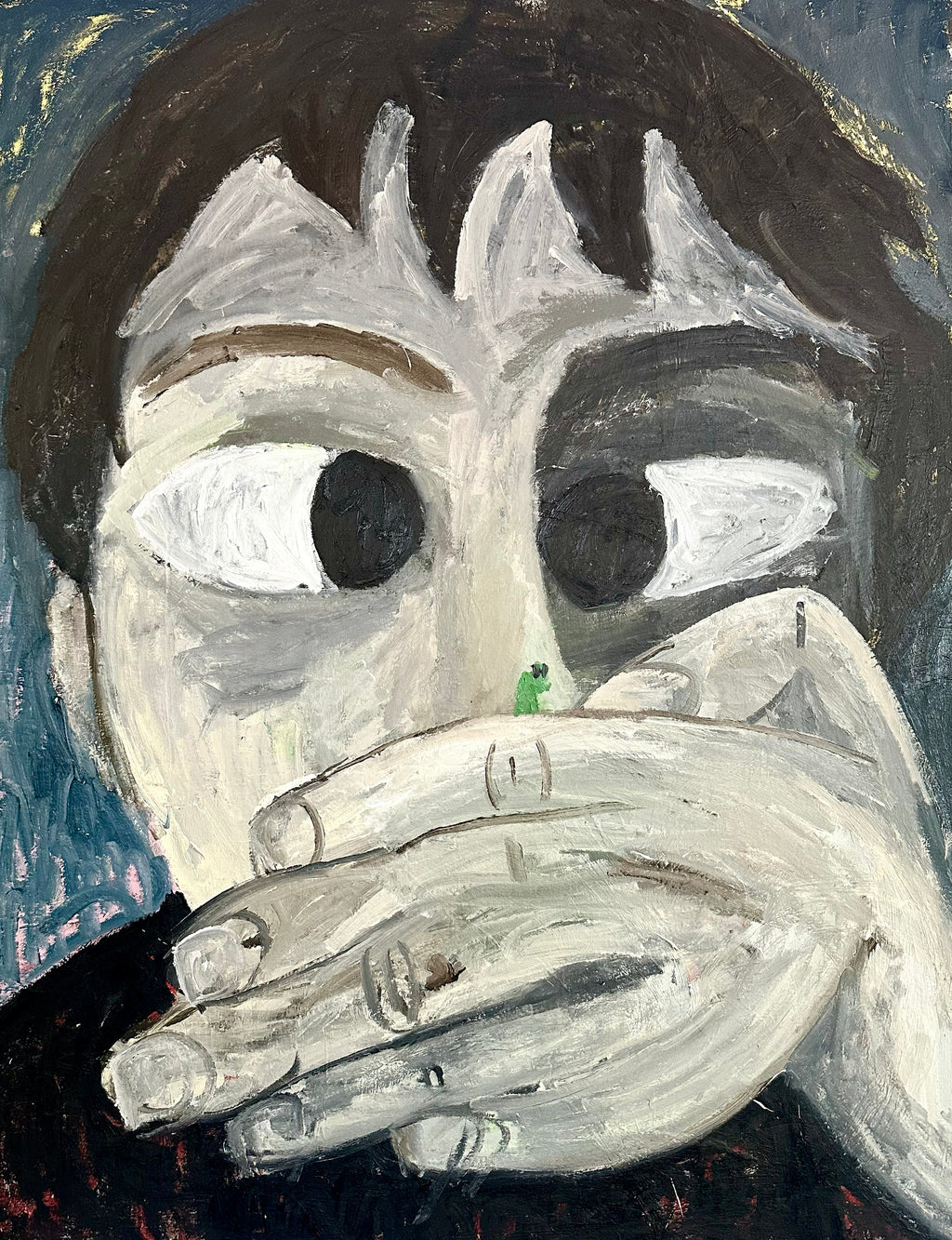 Painting by Andrew Alba titled "Boy With Small Bug" - 2.