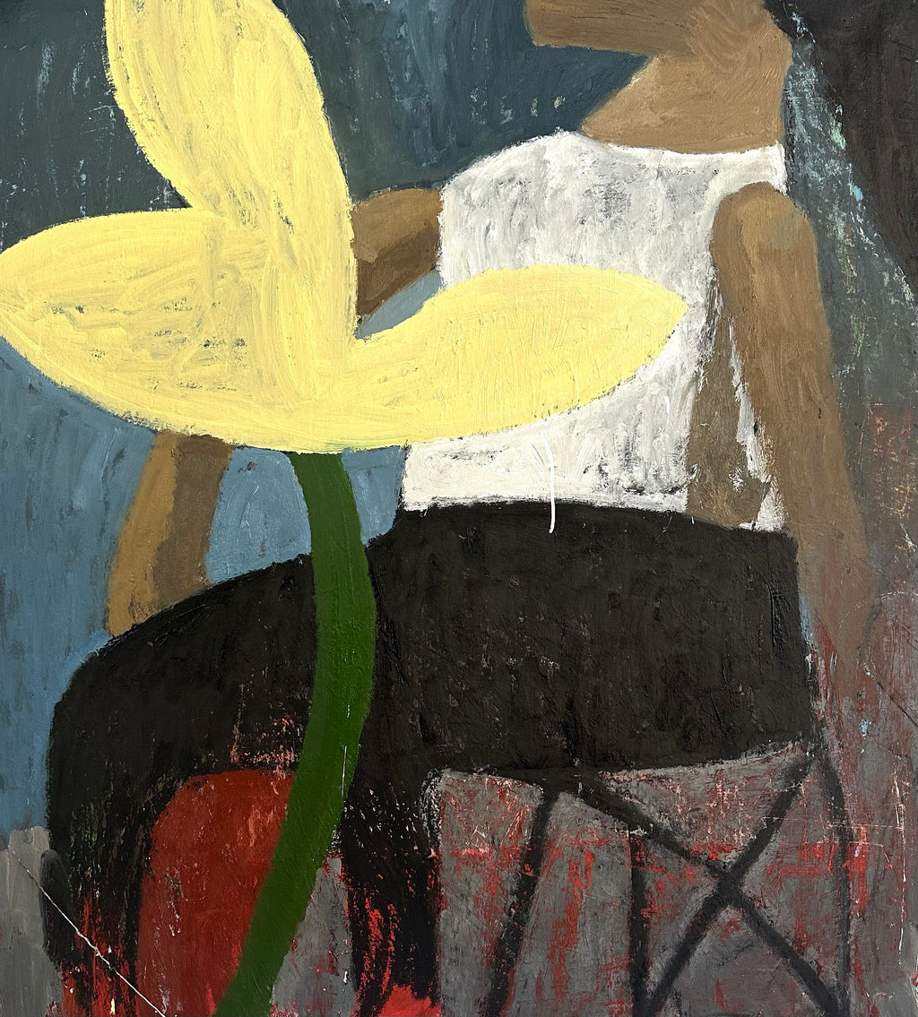 Painting by Andrew Alba titled "Figure With Poppy" - 2.