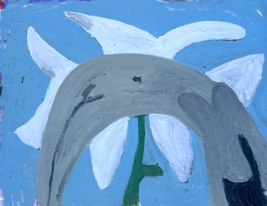 Painting by Andrew Alba titled "Figure and Daffodil" - 2.