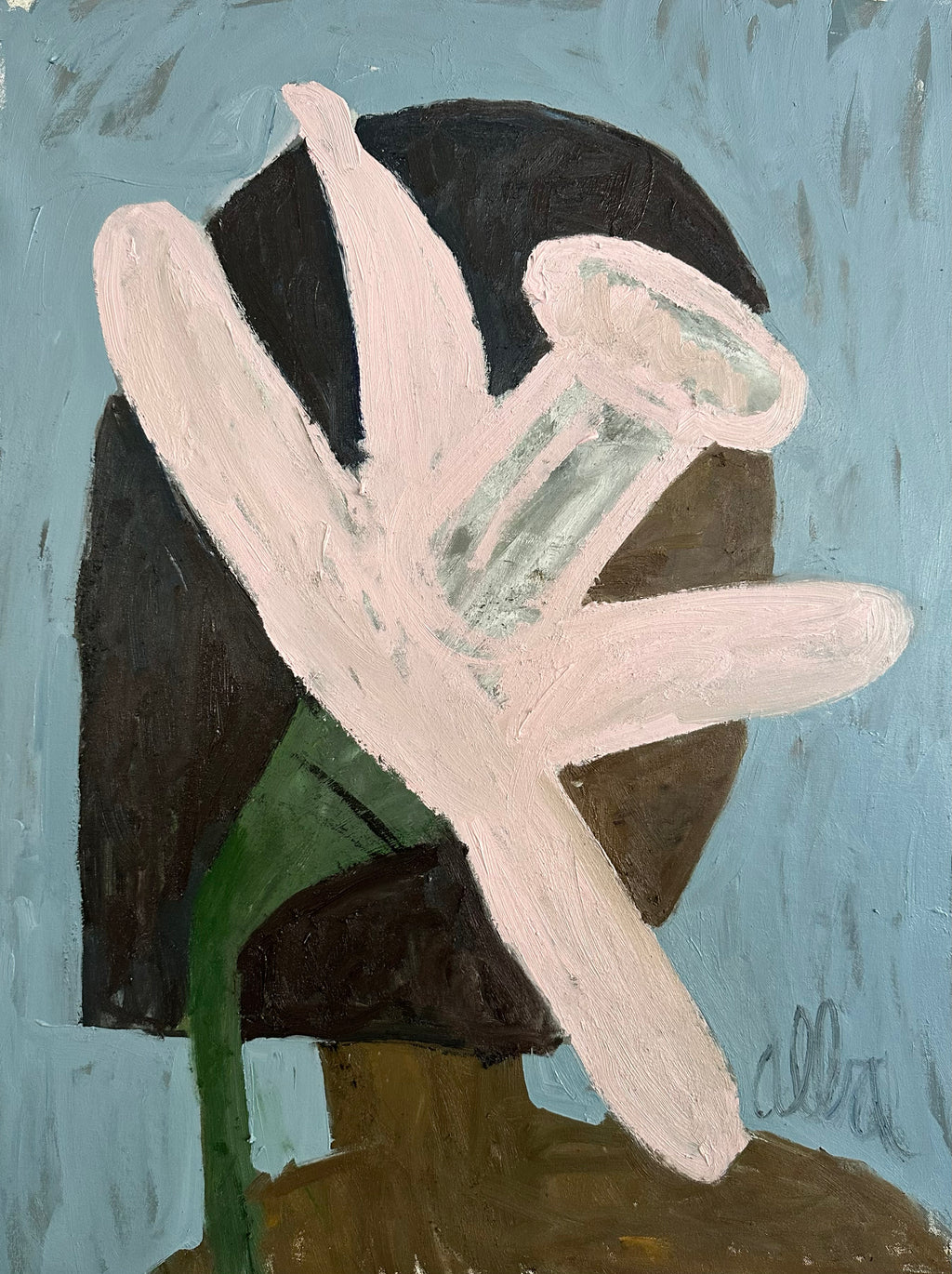 Painting by Andrew Alba titled "Pink Daffodil" - 2.