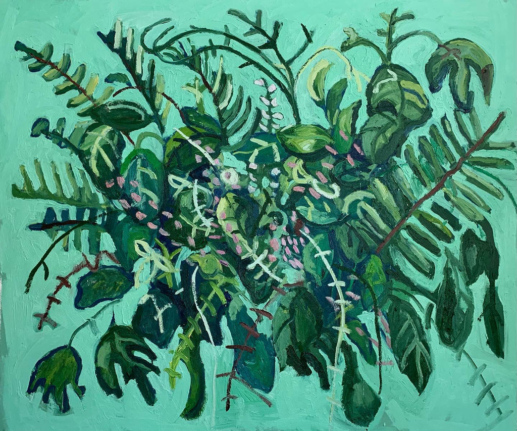 Painting by Andrew Alba titled "Soul Ritual in Green" - 2.