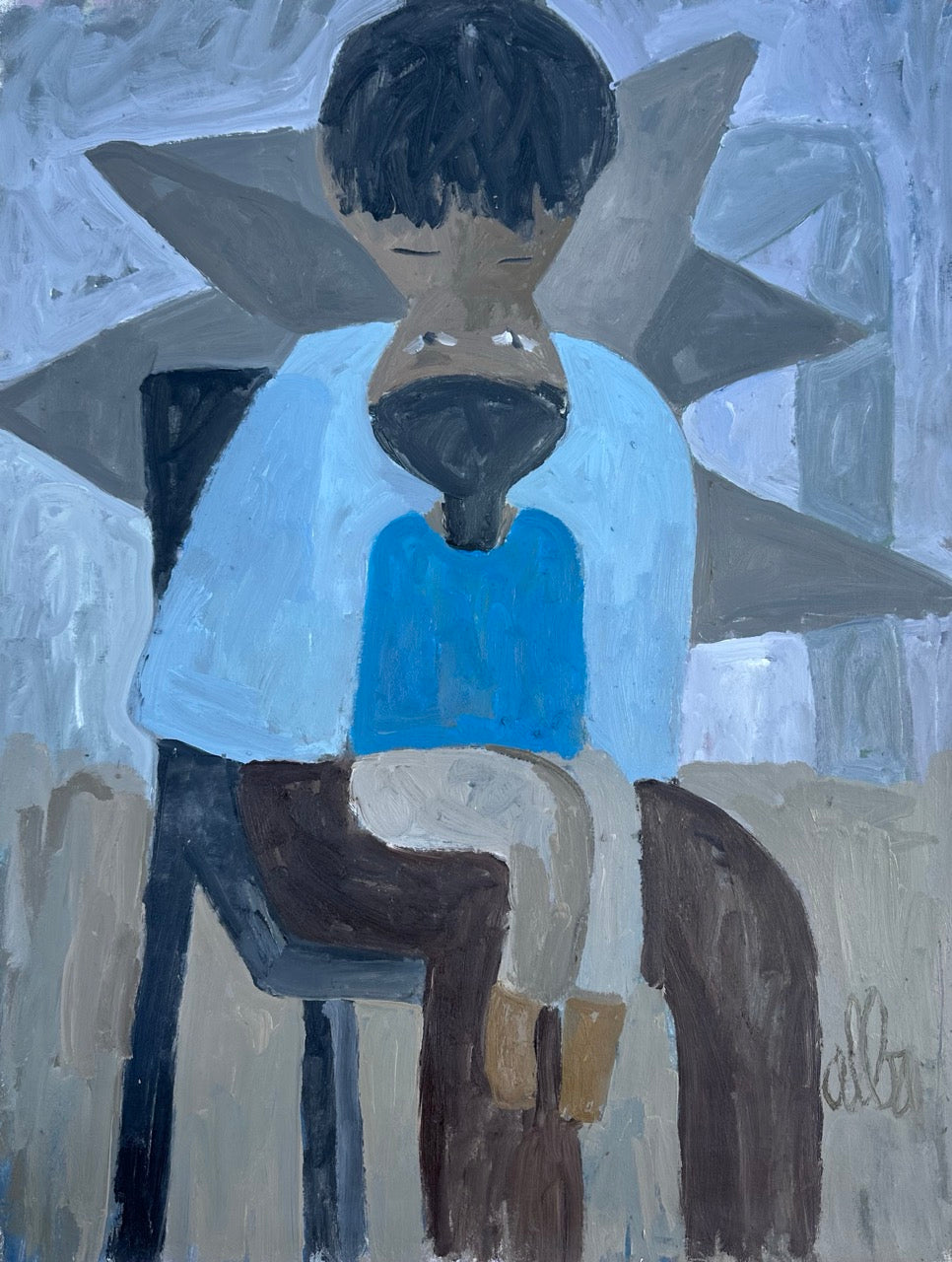 Painting by Andrew Alba titled "Two Fathers" - 2.