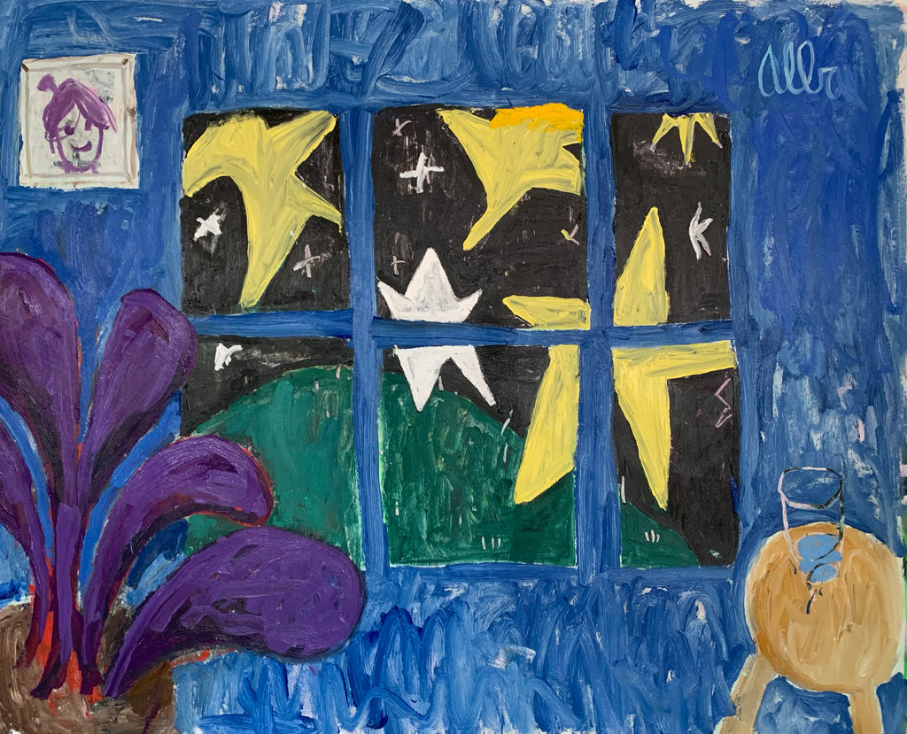 Painting by Andrew Alba titled "Window In Blue" - 2.