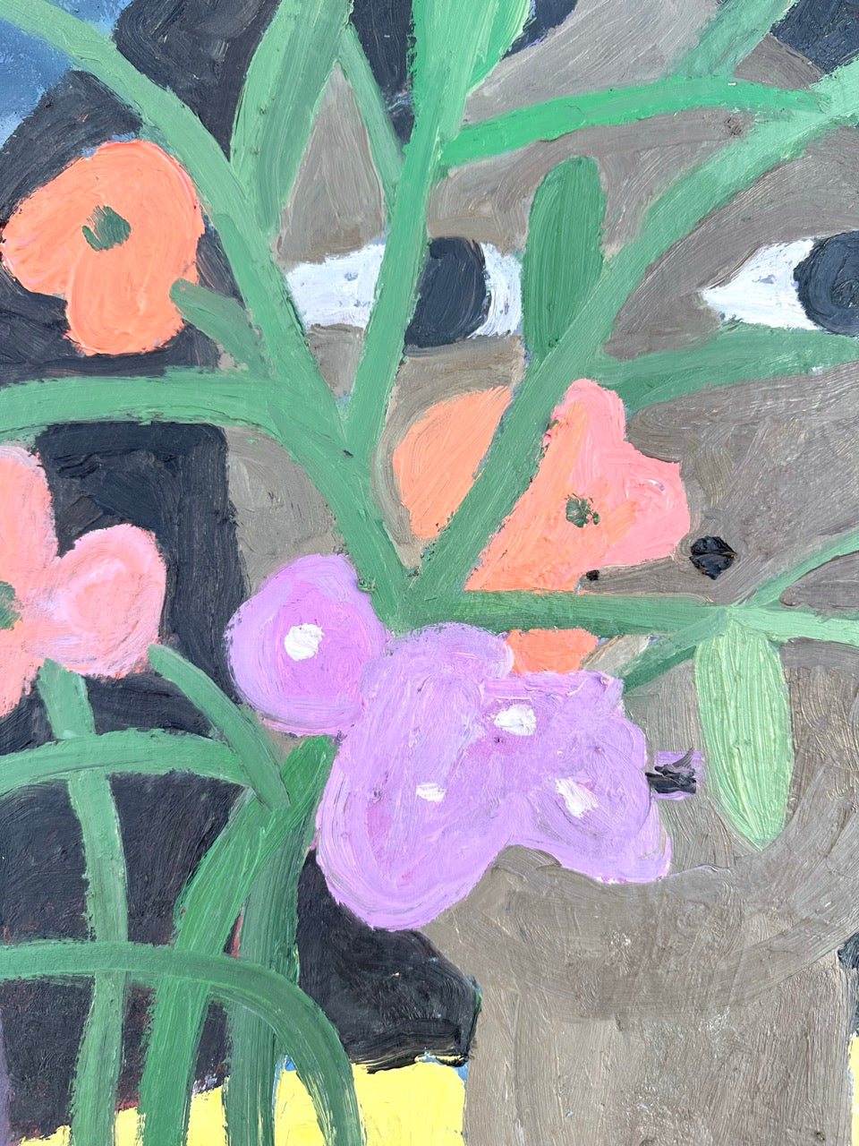 Painting by Andrew Alba titled "Woman And Her Flowers" - 3.