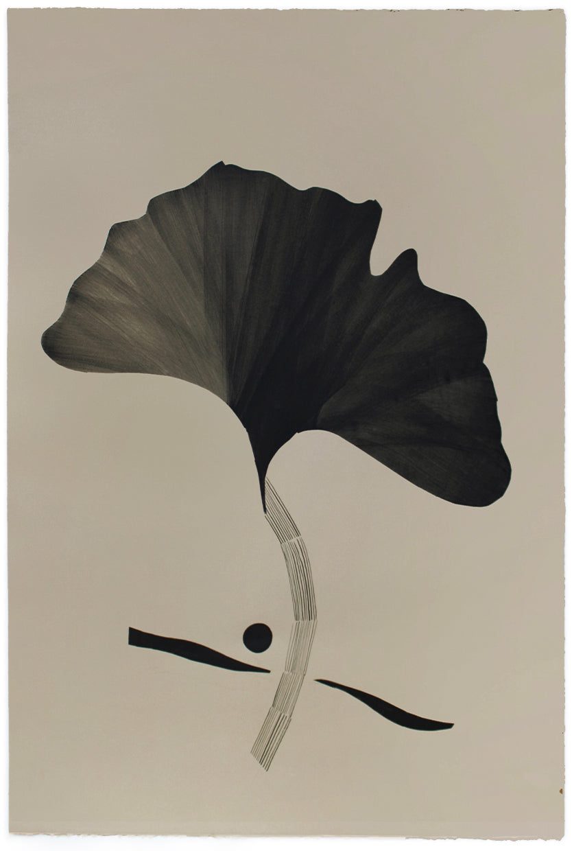 Painting by Anna Koeferl titled "Ginkgo Leaf" - 2.