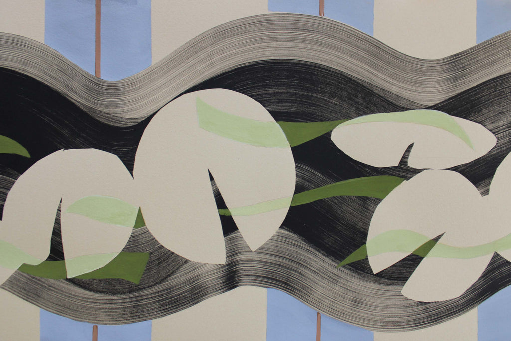 Painting by Anna Koeferl titled "Lilypad in Stripes No. 4" - 3.