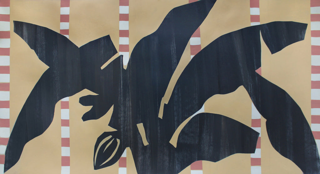 Painting by Anna Koeferl titled "Musa in Stripes" - 2.