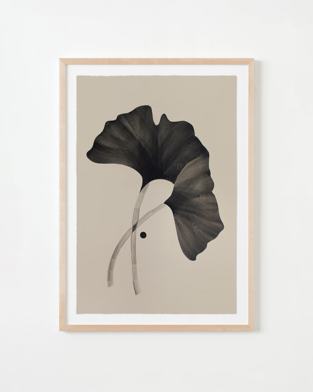 Painting by Anna Koeferl titled "Two Ginkgo Leaves" - 4.