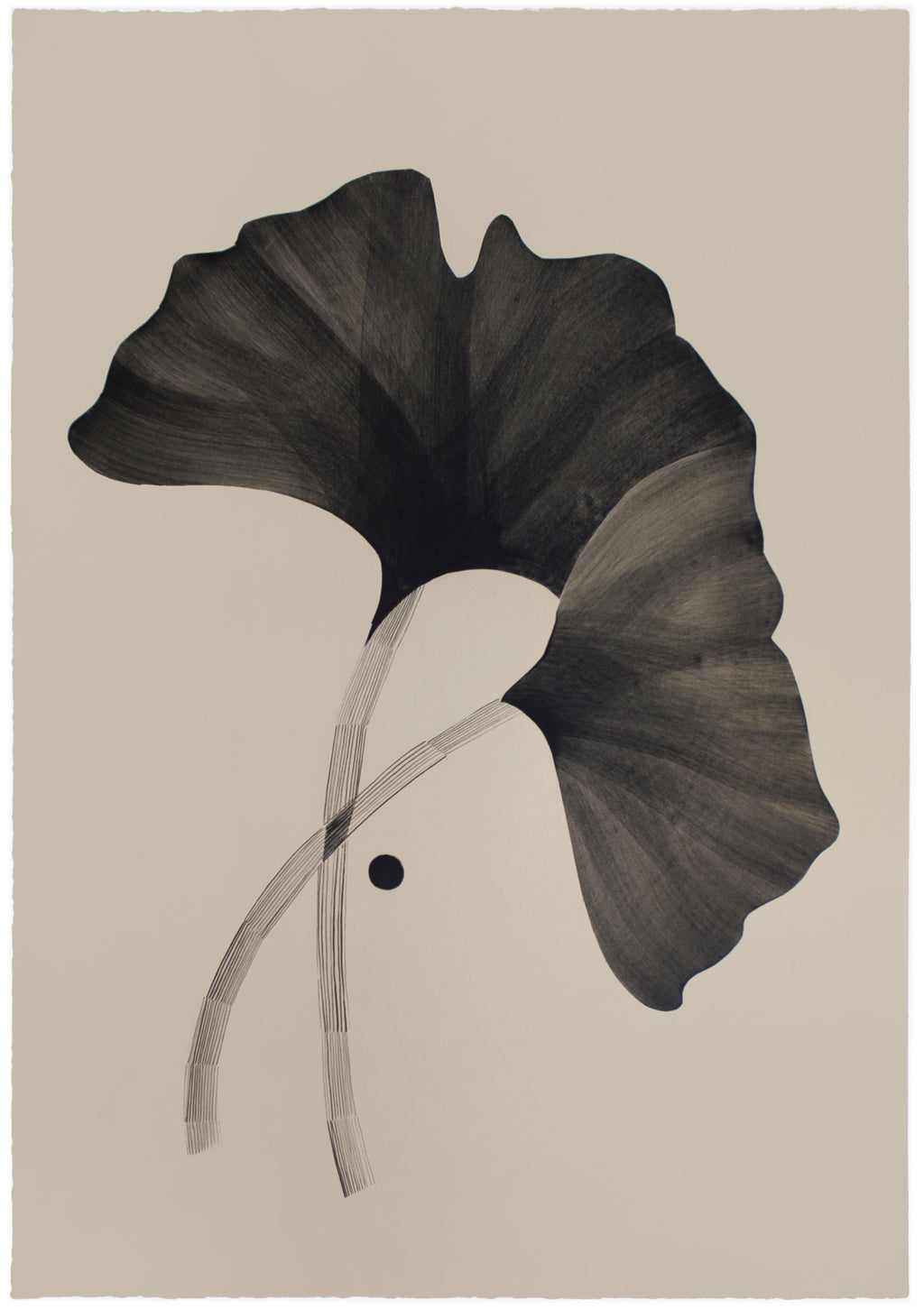 Painting by Anna Koeferl titled "Two Ginkgo Leaves" - 2.