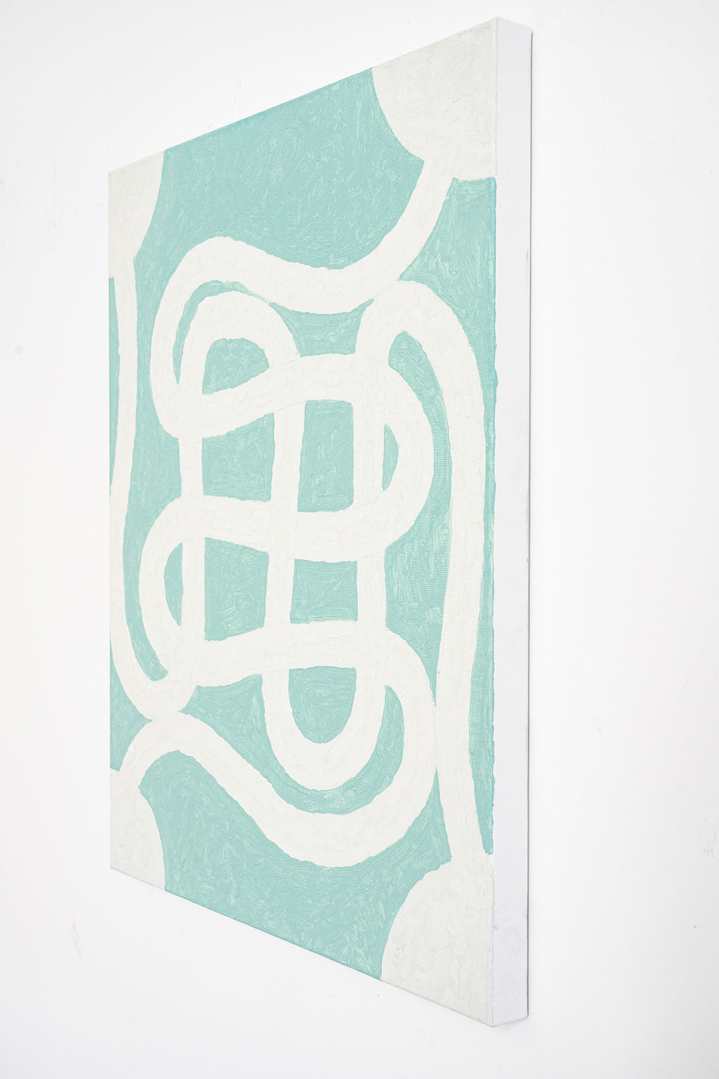 Painting by Aschely Vaughan Cone titled "Friendship Knot II, Green and White" - 3.