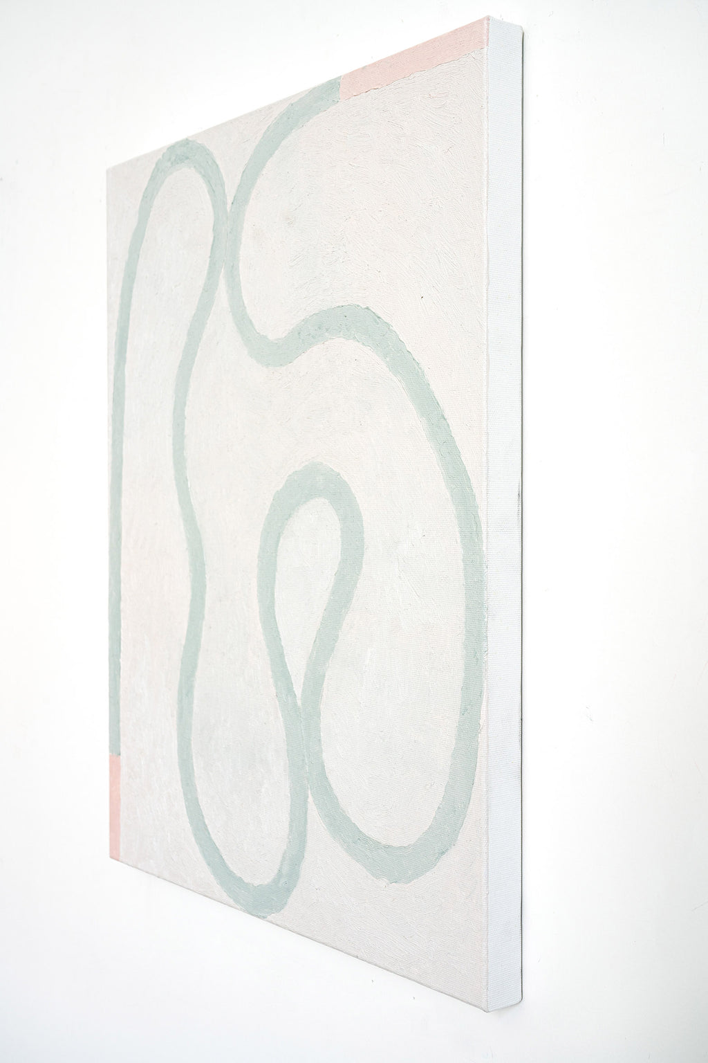 Painting by Aschely Vaughan Cone titled "Thread II, White, Green, Pink" - 3.
