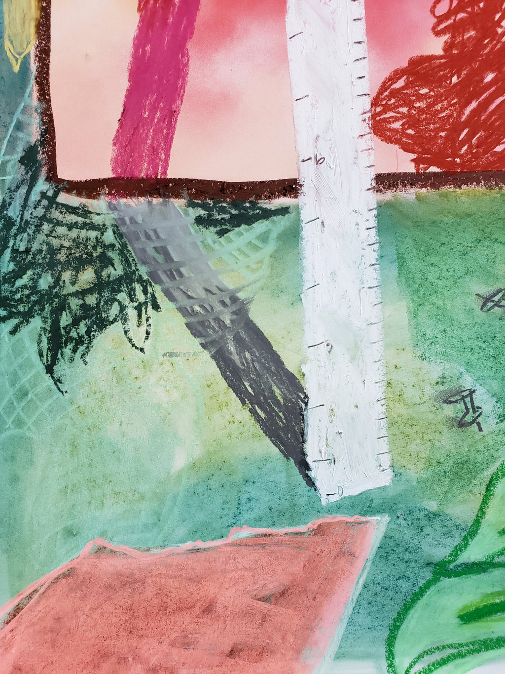Drawing by Nina Bellucci titled "Between two endings / I land, just to pick up and / start over again" - 3.