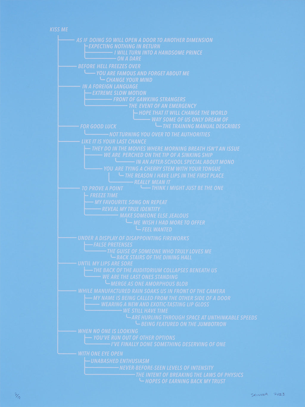 Print by Ben Skinner titled "Blue 1.  From the Kiss Me Flow Chart (Blue Series)" - 3.