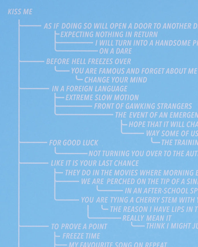 Print by Ben Skinner titled "Blue 1.  From the Kiss Me Flow Chart (Blue Series)" - 2.