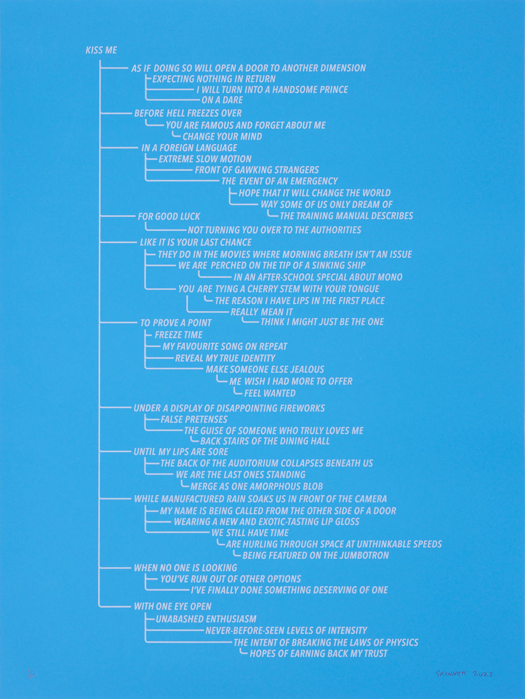 Print by Ben Skinner titled "Blue 2. From the Kiss Me Flow Chart (Blue Series)" - 3.