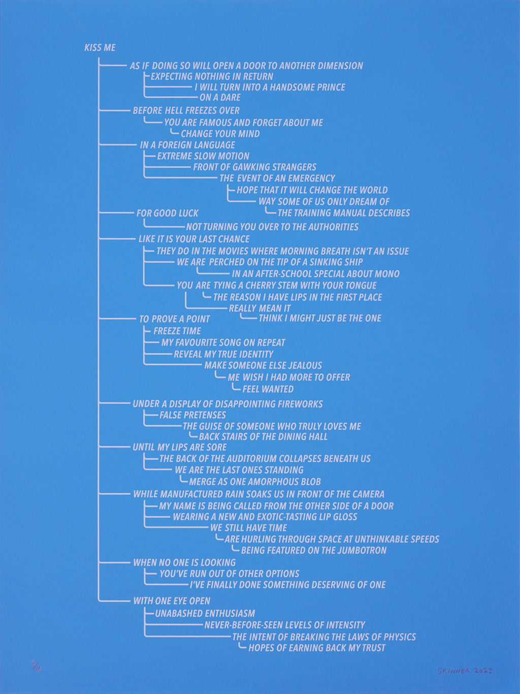 Print by Ben Skinner titled "Blue 3. From the Kiss Me Flow Chart (Blue Series)" - 3.