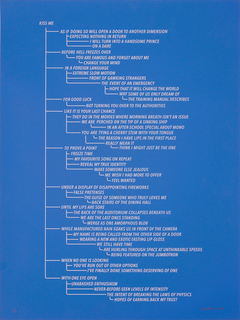 Print by Ben Skinner titled "Blue 4. From the Kiss Me Flow Chart (Blue Series)" - 3.