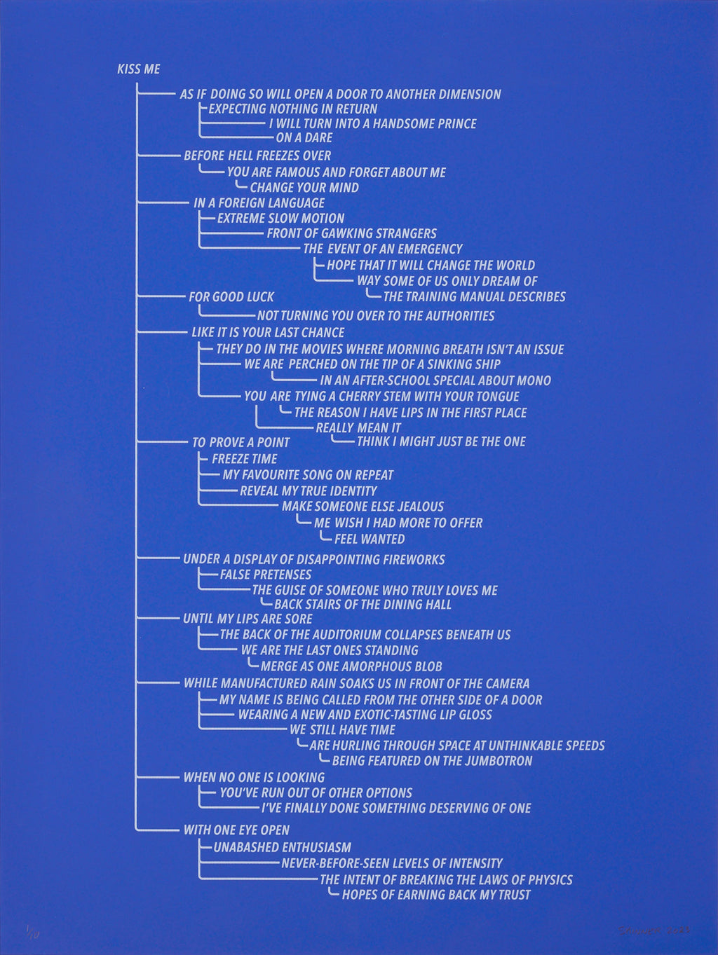 Print by Ben Skinner titled "Blue 5. From the Kiss Me Flow Chart (Blue Series)" - 3.