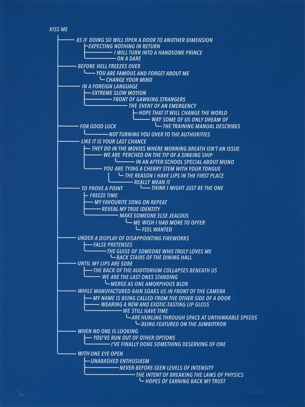 Print by Ben Skinner titled "Blue 6. From the Kiss Me Flow Chart (Blue Series)" - 3.