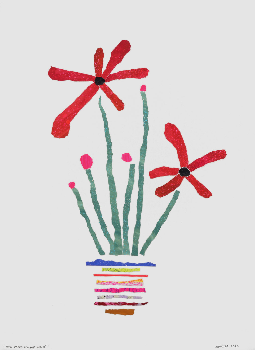 Mixed Media by Adam Frezza & Terri Chiao (CHIAOZZA) titled "Torn Paper Collage No. 4" - 2.