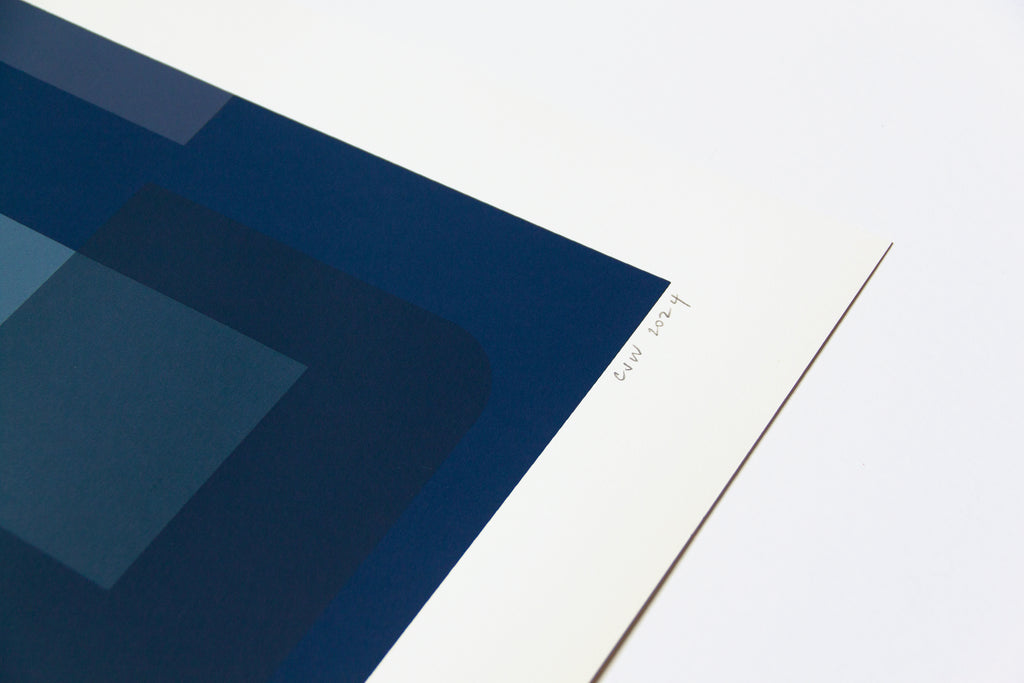 Print by Carla Weeks titled "Vocab Color Study in Blue" - 4.