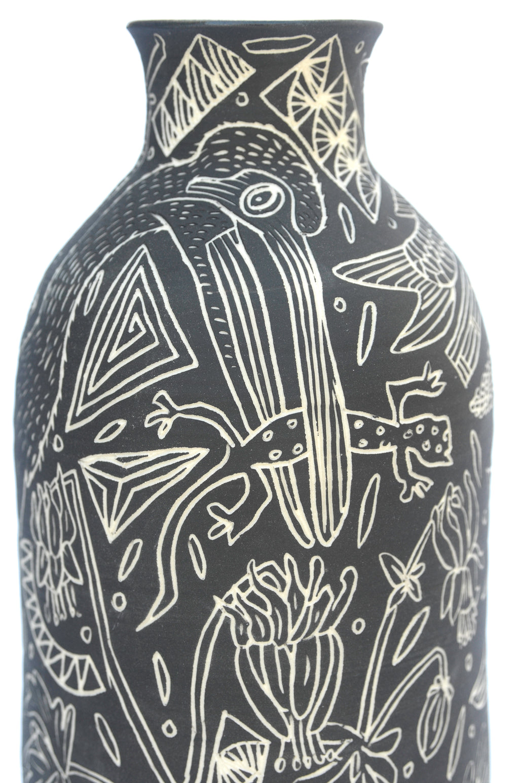 Sculpture by Dana Bechert titled "Crane with Lizard Vase" - 3.