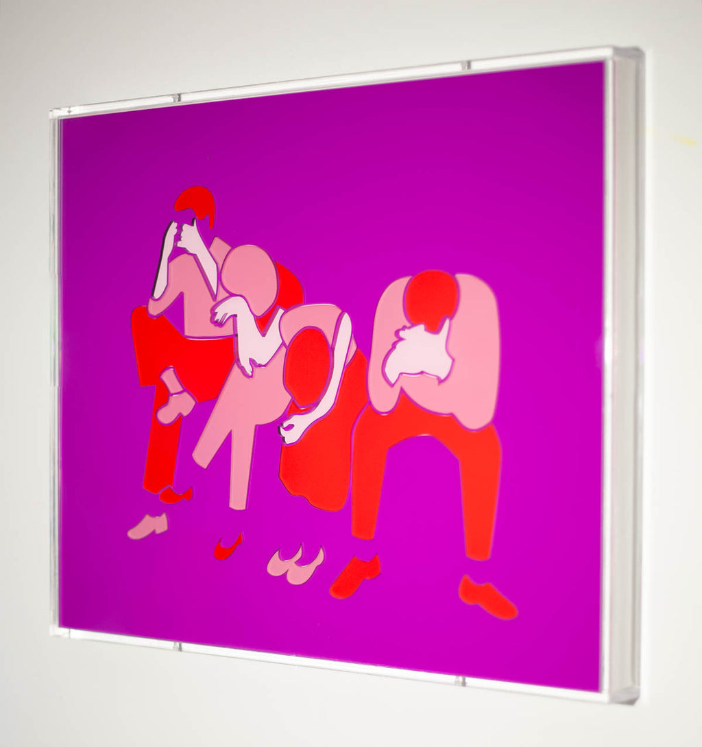 Mixed Media by Dana Bell titled "Four Heads in Hands" - 3.