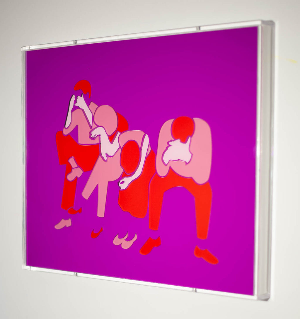 Mixed Media by Dana Bell titled "Four Heads in Hands" - 4.
