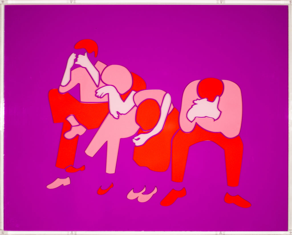 Mixed Media by Dana Bell titled "Four Heads in Hands" - 2.