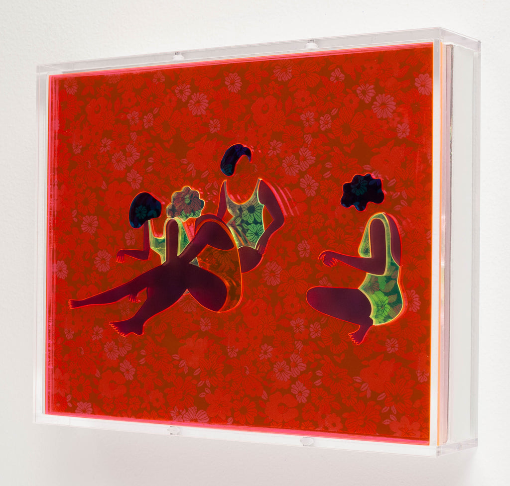 Mixed Media by Dana Bell titled "Four On Beach (Green, Purple and Orange)" - 4.