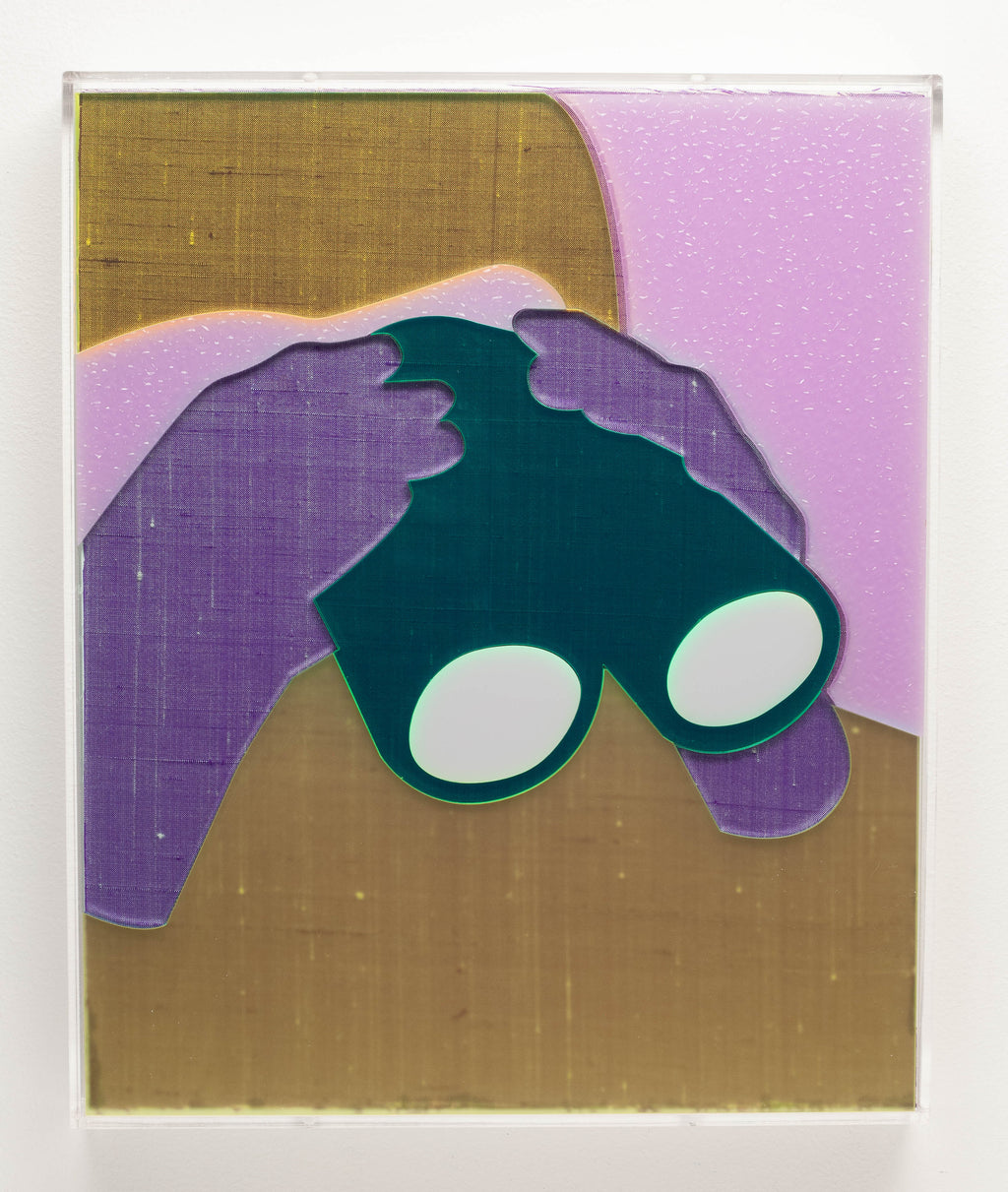 Mixed Media by Dana Bell titled "Looking Down to Right with Binoculars, Closeup (Yellow, Pink, Purple and Green)" - 3.