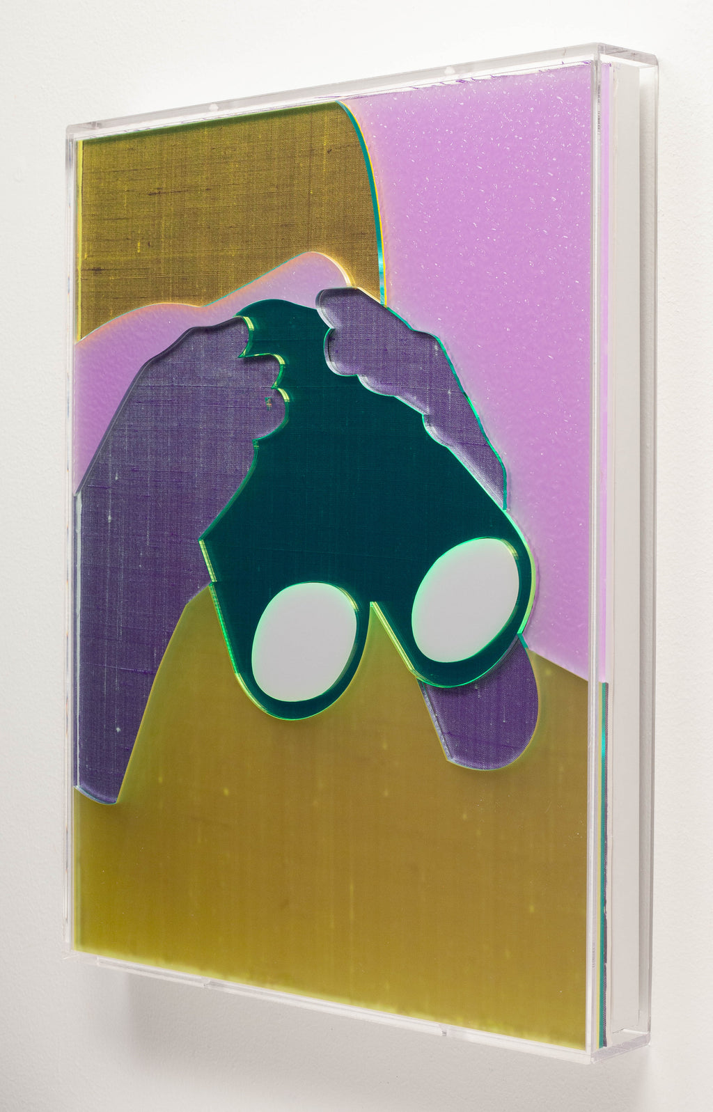 Mixed Media by Dana Bell titled "Looking Down to Right with Binoculars, Closeup (Yellow, Pink, Purple and Green)" - 4.