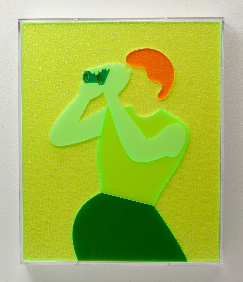 Mixed Media by Dana Bell titled "Looking Through Binoculars to the Left, Sitting (Yellow, Green and Orange)" - 3.