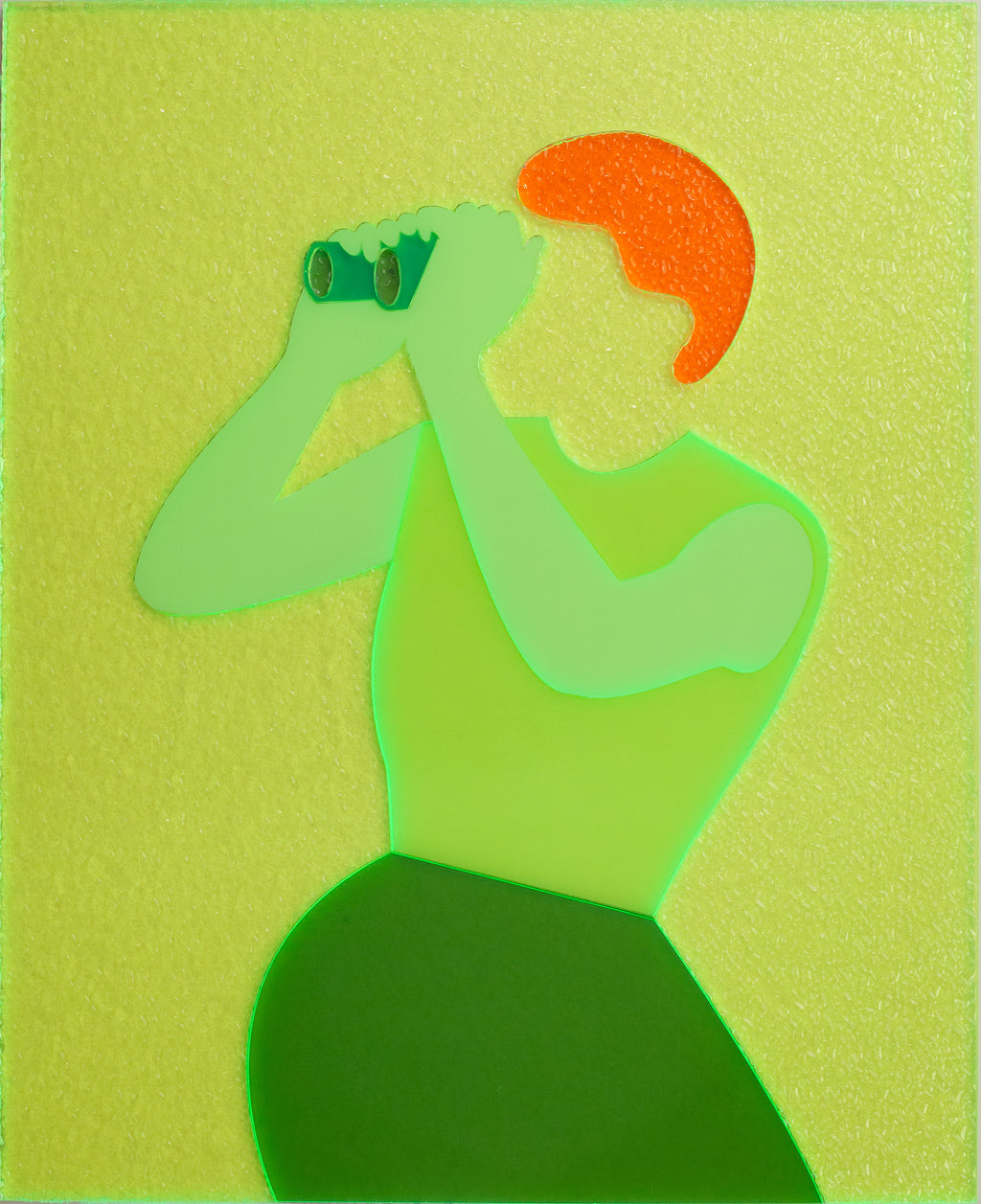 Mixed Media by Dana Bell titled "Looking Through Binoculars to the Left, Sitting (Yellow, Green and Orange)" - 2.