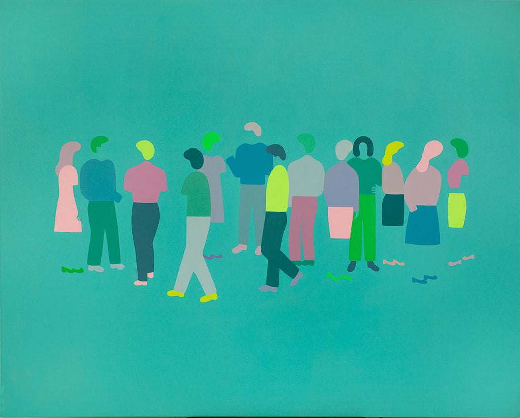 Painting by Dana Bell titled "Thirteen Walk (Turquoise and Pink)" - 2.