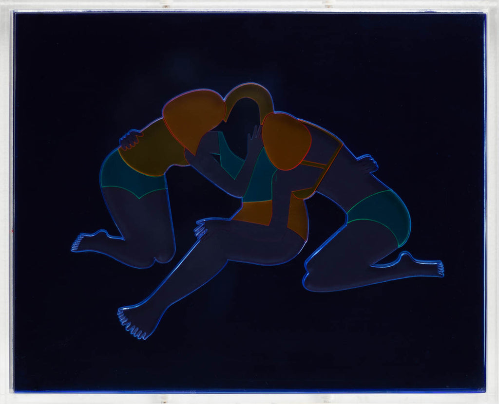 Mixed Media by Dana Bell titled "Three Hug on Beach" - 2.