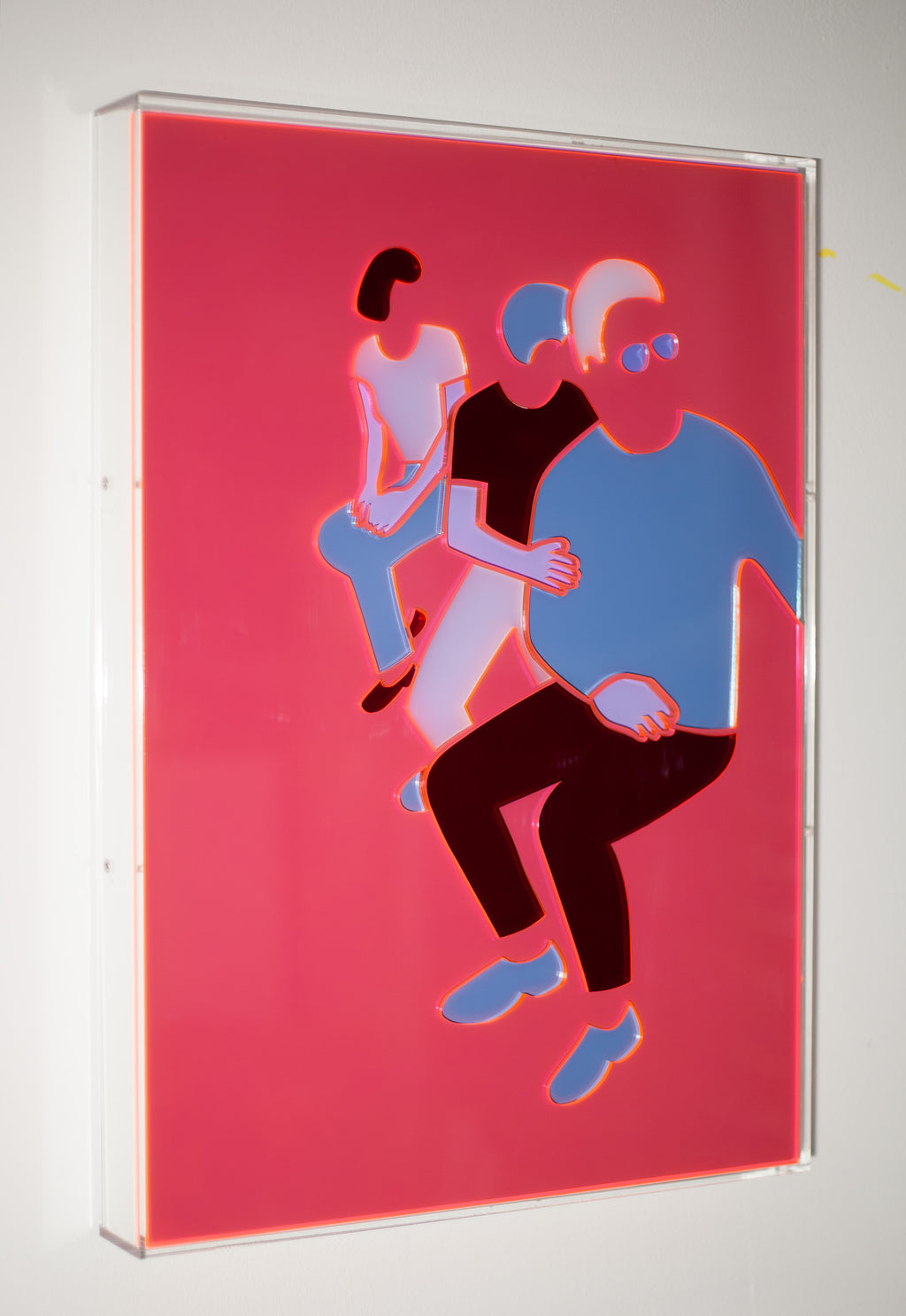 Mixed Media by Dana Bell titled "Three Stacked Look to Right (Pink, Blue, Dark Red and White)" - 3.