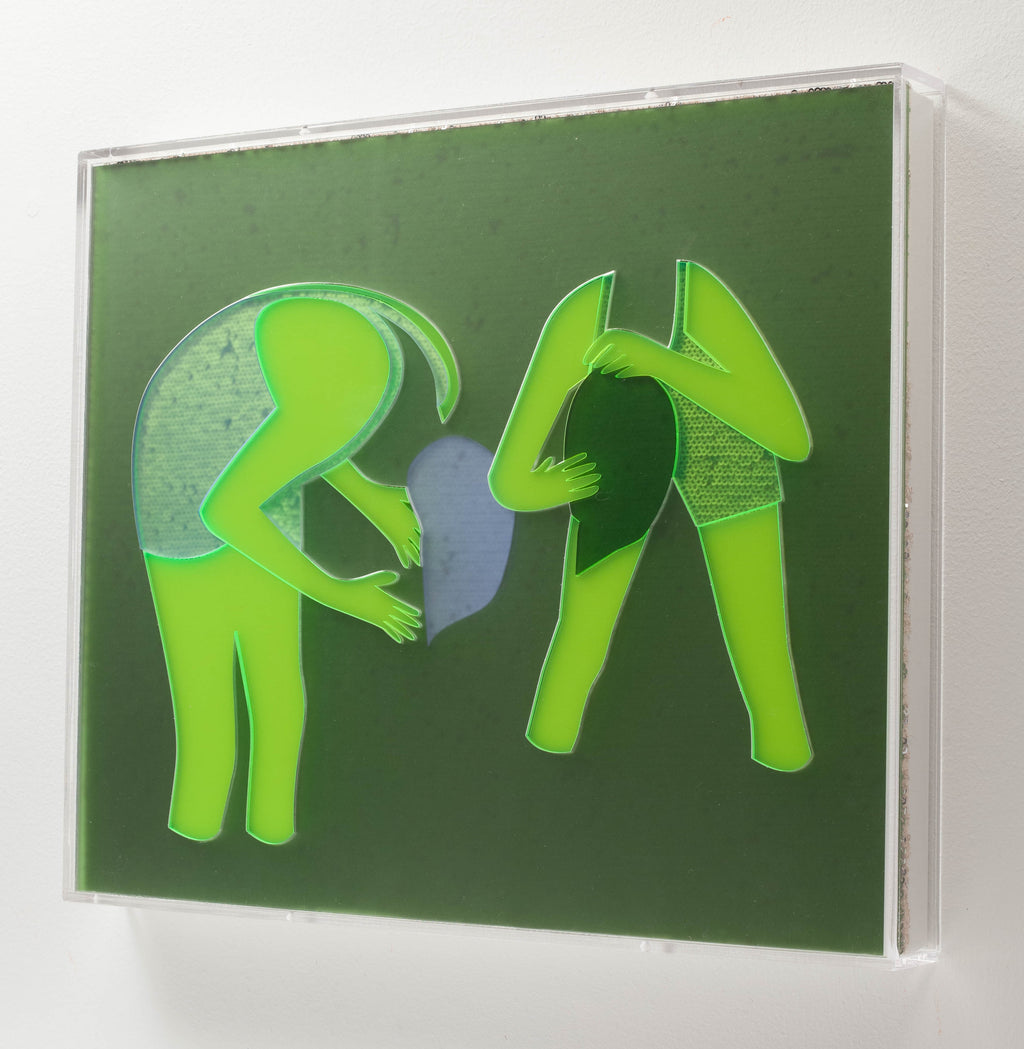 Mixed Media by Dana Bell titled "Two Bend Over, Towards Center (Green and Yellow)" - 4.