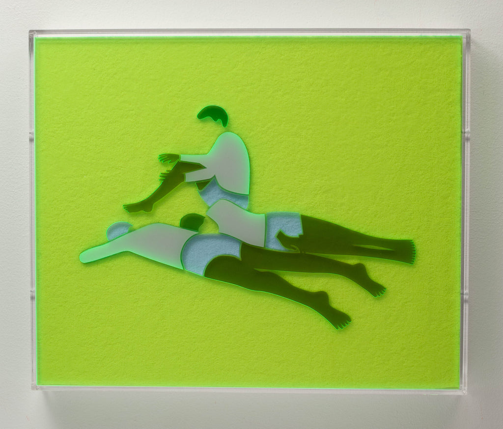 Mixed Media by Dana Bell titled "Two Lay Down, One Sits (Yellow, Green and White)" - 3.