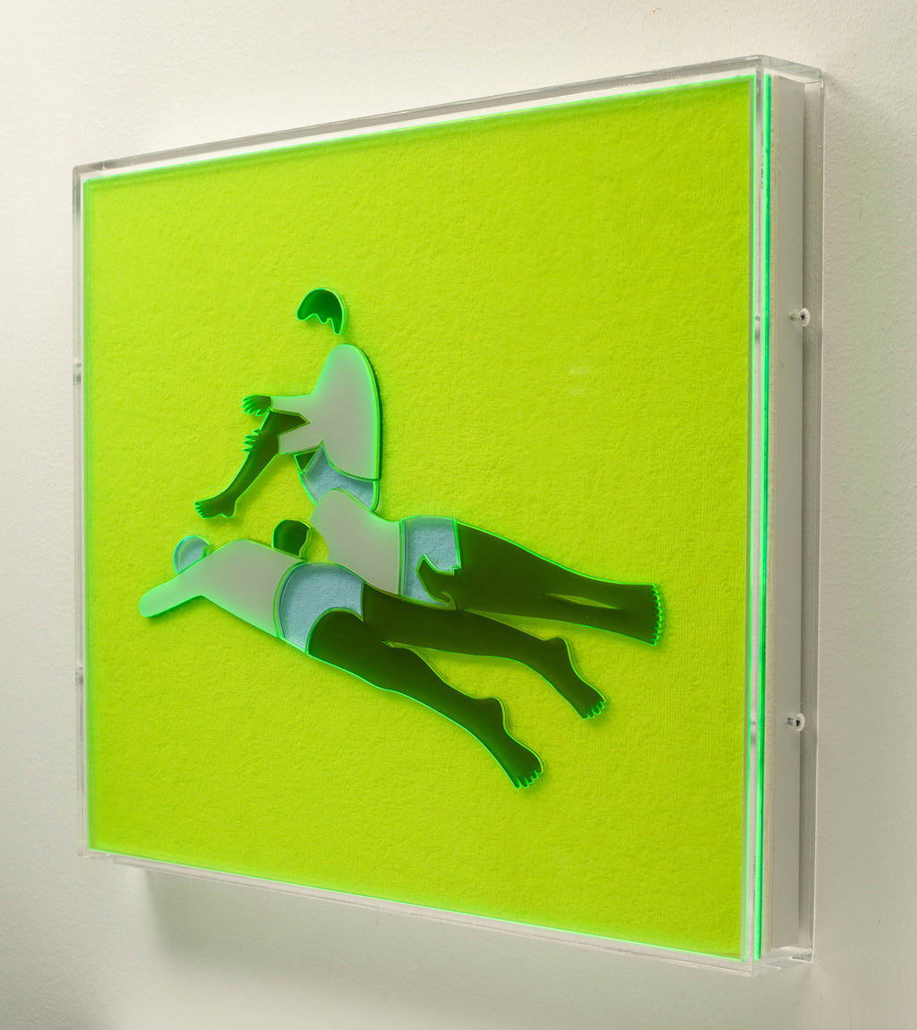 Mixed Media by Dana Bell titled "Two Lay Down, One Sits (Yellow, Green and White)" - 4.