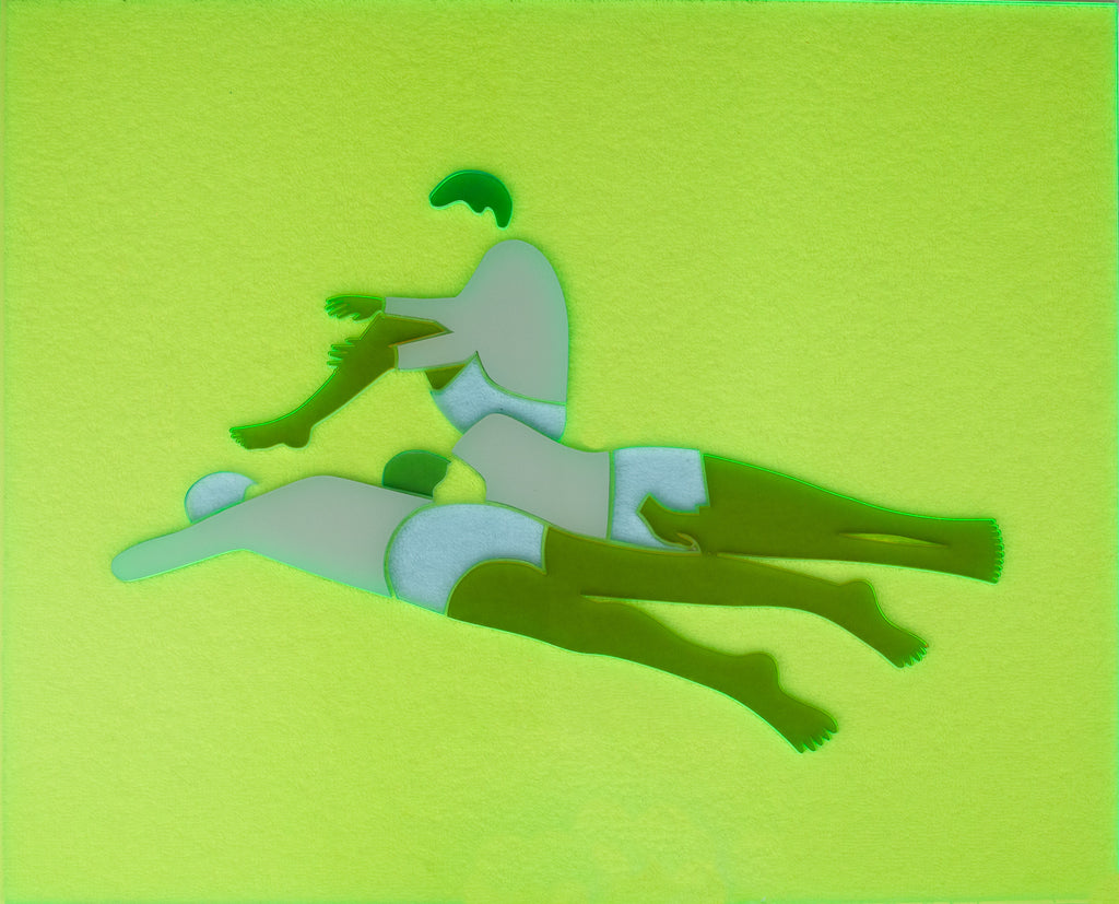 Mixed Media by Dana Bell titled "Two Lay Down, One Sits (Yellow, Green and White)" - 2.