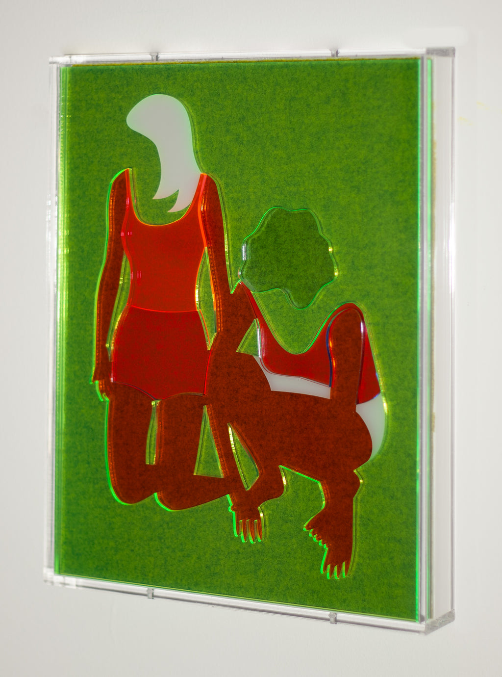 Mixed Media by Dana Bell titled "Two Look Down and to the Left (White, Green, Red and Blue)" - 3.