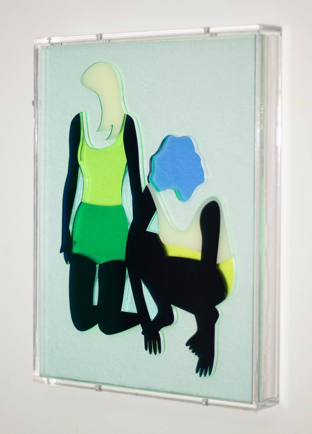 Mixed Media by Dana Bell titled "Two Look Down and to the Left (White, Yellow, Green and Blue)" - 3.