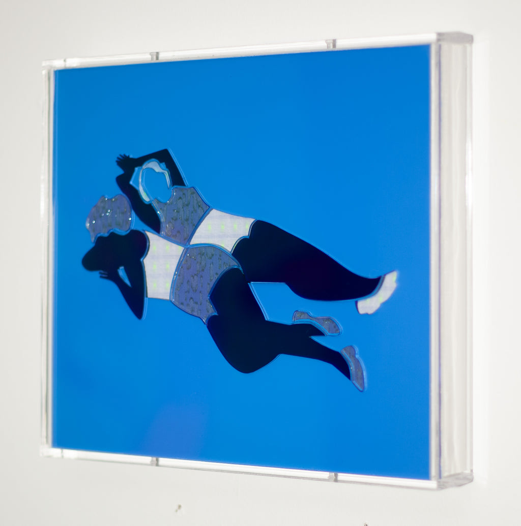 Mixed Media by Dana Bell titled "Two Recline (Blue)" - 3.