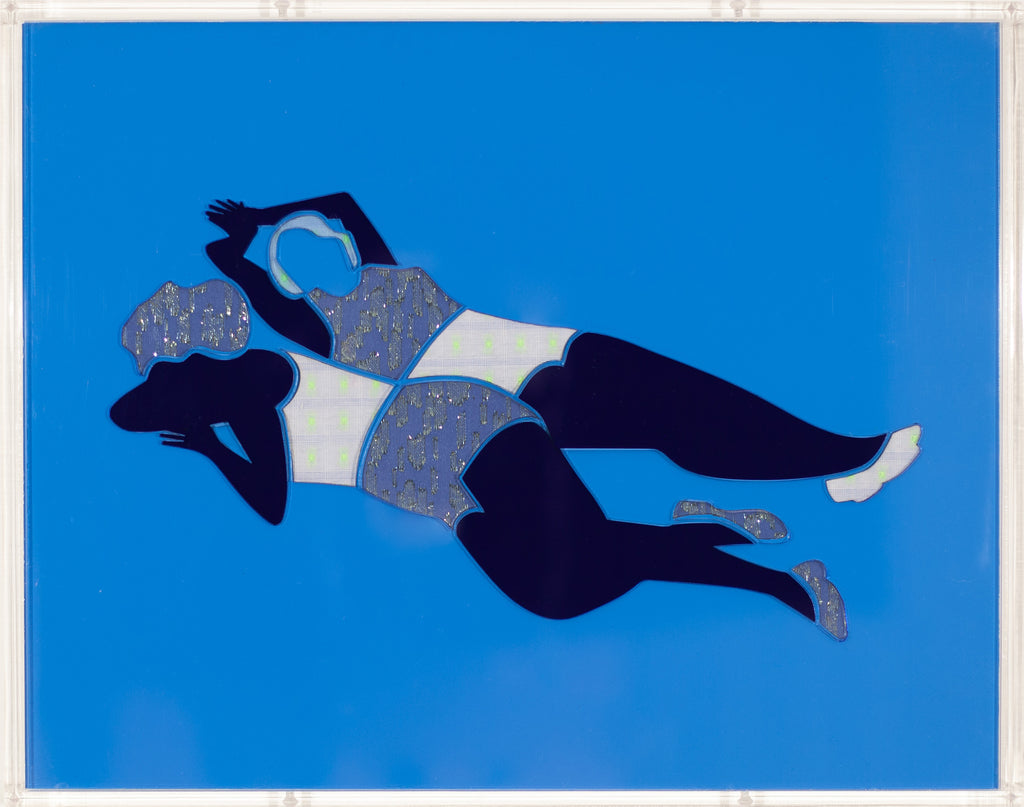 Mixed Media by Dana Bell titled "Two Recline (Blue)" - 2.